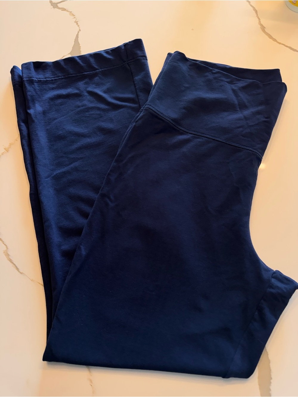 🔥 Susan Bristol Navy Blue Foldover Waist Yoga Pants XL - Picture 3 of 6